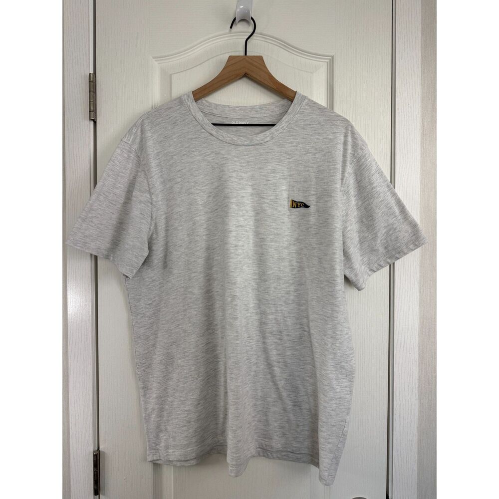 Old Navy Soft Washed NYC Embroidered White Heather Gray T Shirt Men's XL